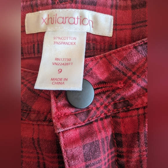 XHILARATION Vintage Red Buffalo Plaid Cotton Pants Women's Size 9 - Picture 7 of 8
